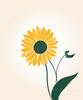 Minimalist Line Drawing of Sunflower with Hinted Central Disk
