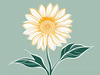 Minimalist Line Drawing of Sunflower with Hinted Central Disk