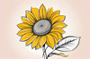 Minimalist Line Drawing of Sunflower with Hinted Central Disk