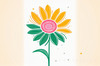 Minimalist Line Drawing of Sunflower with Hinted Central Disk