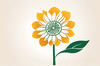 Minimalist Line Drawing of Sunflower with Hinted Central Disk