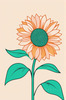 Minimalist Line Drawing of Sunflower with Hinted Central Disk