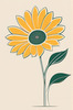 Minimalist Line Drawing of Sunflower with Hinted Central Disk