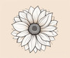 Minimalist Line Drawing of Sunflower with Hinted Central Disk