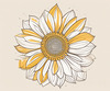 Minimalist Line Drawing of Sunflower with Hinted Central Disk