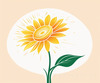 Minimalist Line Drawing of Sunflower with Hinted Central Disk