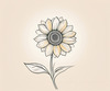 Minimalist Line Drawing of Sunflower with Hinted Central Disk