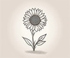 Minimalist Line Drawing of Sunflower with Hinted Central Disk