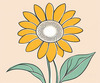 Minimalist Line Drawing of Sunflower with Hinted Central Disk