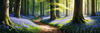 Sunlit Bluebell Glade in Forest Landscape Art Print