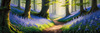Sunlit Bluebell Glade in Forest Landscape Art Print