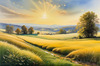 Snow-Covered Field with Dry Grasses and Sun Reflection Landscape Print