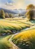 Snow-Covered Field with Dry Grasses and Sun Reflection Landscape Print