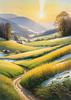 Snow-Covered Field with Dry Grasses and Sun Reflection Landscape Print