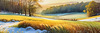 Snow-Covered Field with Dry Grasses and Sun Reflection Landscape Print