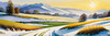 Snow-Covered Field with Dry Grasses and Sun Reflection Landscape Print