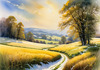Snow-Covered Field with Dry Grasses and Sun Reflection Landscape Print