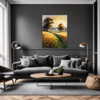 Sunset Golden Wheat Field Living Room Demo