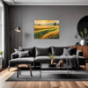Sunset Golden Wheat Field Living Room Demo