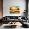 Sunset Golden Wheat Field Living Room Demo