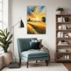 Sunset Golden Wheat Field Living Room Demo