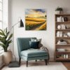 Sunset Golden Wheat Field Living Room Demo