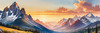 Printable Art of Realistic Mountain Landscape at Sunset