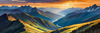 Printable Sunset Silhouette of Mountain Ridges Realistic Landscape Art
