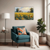 Sunset Sunflower Fields Living Room Demo