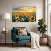 Sunset Sunflower Fields Living Room Demo