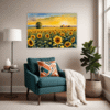 Sunset Sunflower Fields Living Room Demo