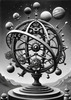 Surreal Black and White Orrery with Zodiac Constellations Art Print