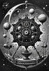 Surreal Black and White Orrery with Zodiac Constellations Art Print