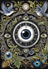 Black and White Surreal Human Eye with Zodiac Mandala Art Print