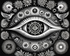 Black and White Surreal Human Eye with Zodiac Mandala Art Print