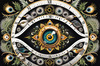 Black and White Surreal Human Eye with Zodiac Mandala Art Print