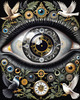 Black and White Surreal Human Eye with Zodiac Mandala Art Print