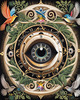 Black and White Surreal Human Eye with Zodiac Mandala Art Print