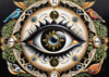 Black and White Surreal Human Eye with Zodiac Mandala Art Print
