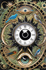 Black and White Surreal Human Eye with Zodiac Mandala Art Print