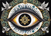 Black and White Surreal Human Eye with Zodiac Mandala Art Print