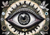 Black and White Surreal Human Eye with Zodiac Mandala Art Print