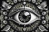 Black and White Surreal Human Eye with Zodiac Mandala Art Print