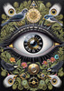 Black and White Surreal Human Eye with Zodiac Mandala Art Print