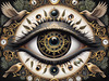 Black and White Surreal Human Eye with Zodiac Mandala Art Print
