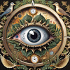 Black and White Surreal Human Eye with Zodiac Mandala Art Print