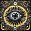 Black and White Surreal Human Eye with Zodiac Mandala Art Print
