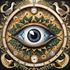 Black and White Surreal Human Eye with Zodiac Mandala Art Print