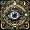 Black and White Surreal Human Eye with Zodiac Mandala Art Print