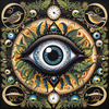 Black and White Surreal Human Eye with Zodiac Mandala Art Print